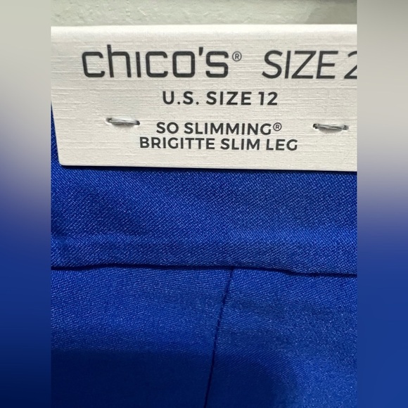 Chico's So Slimming Brigitte Fringe Hem Slim Crop Rich Cobalt size 12 (2) NWT - Picture 9 of 10